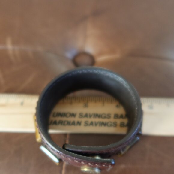 YSL Rive Gauche brown leather bracelet cuff with 9 tiger's eye stones/beads EUC! - Picture 11 of 14